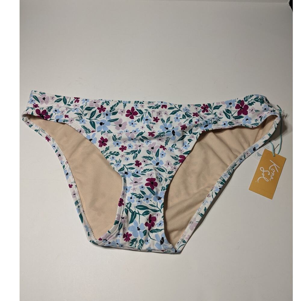 Kona Sol Bikini‎ Bottom Medium Coverage Hipster Large Flower Swimsuit Floral